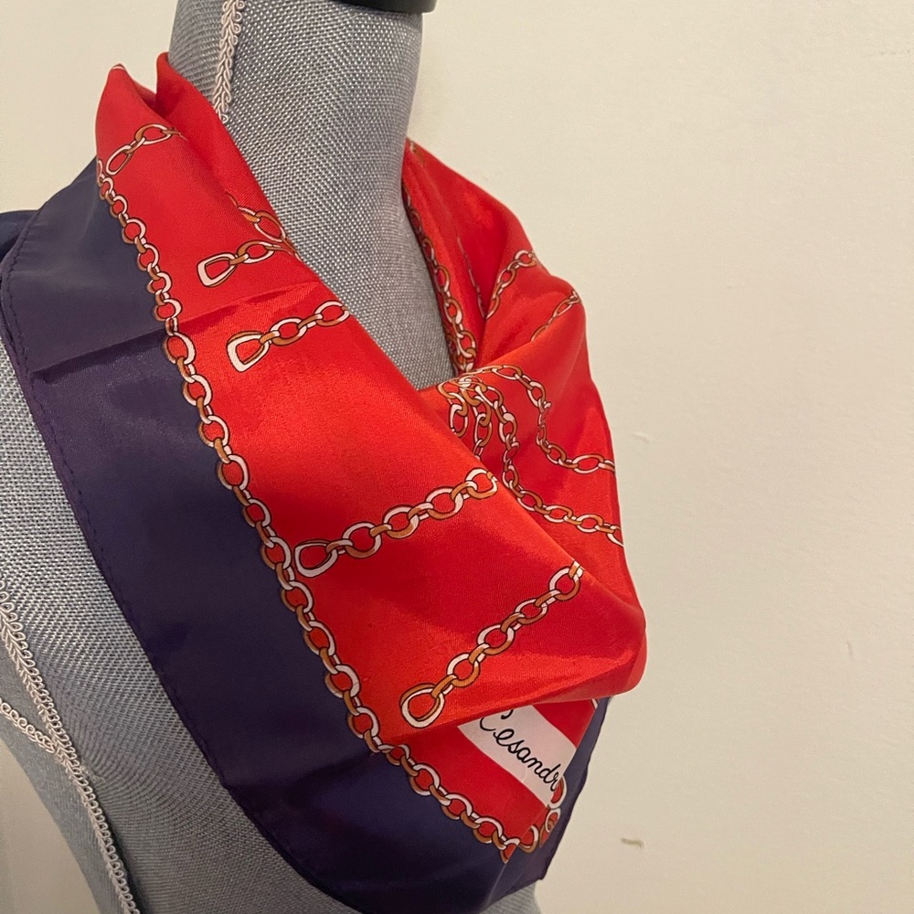 Cesandre Red and Blue Silk Scarf